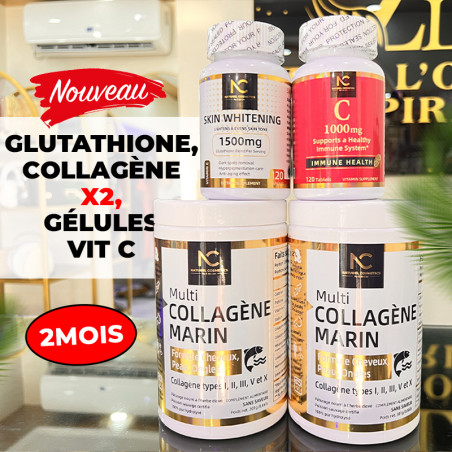 Glutathione, Collagène x2,  Gélules  Vit C